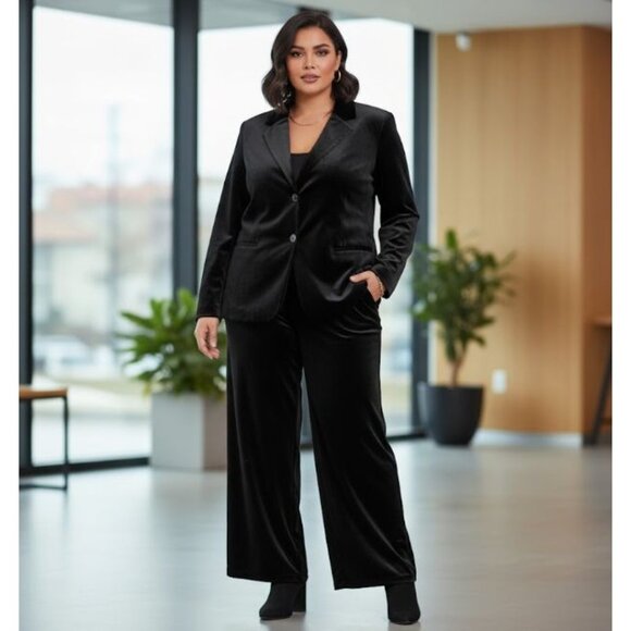 NWT Calvin Klein Womens Black Casual Velvet Blazer Size 24W - Picture 8 of 15